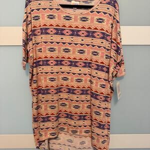 LulaRoe Irma Top XL NWT Pink Purple Aztec Geometric High Low Tunic
